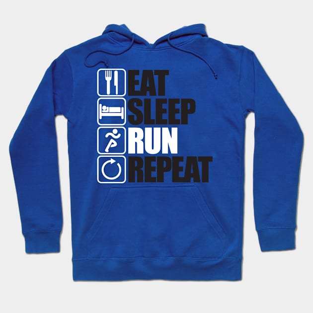 eat sleep run repeat 3 Hoodie by equatorial porkchop